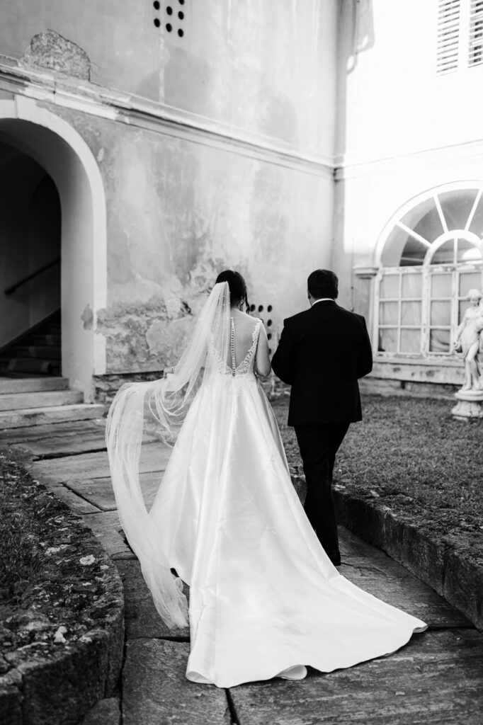 Bride and groom walking